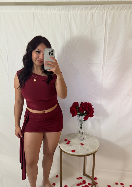 Selene Short Sleeve & Mini Skirt w/ Drape Set