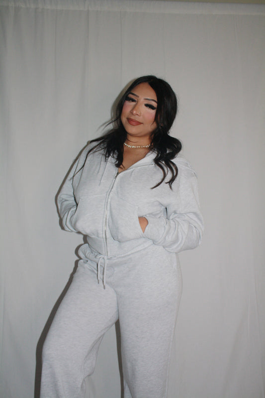 Cropped full zip up hoodie