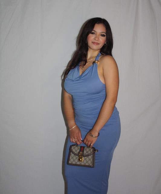 Shayla Gold Trim Halter Top