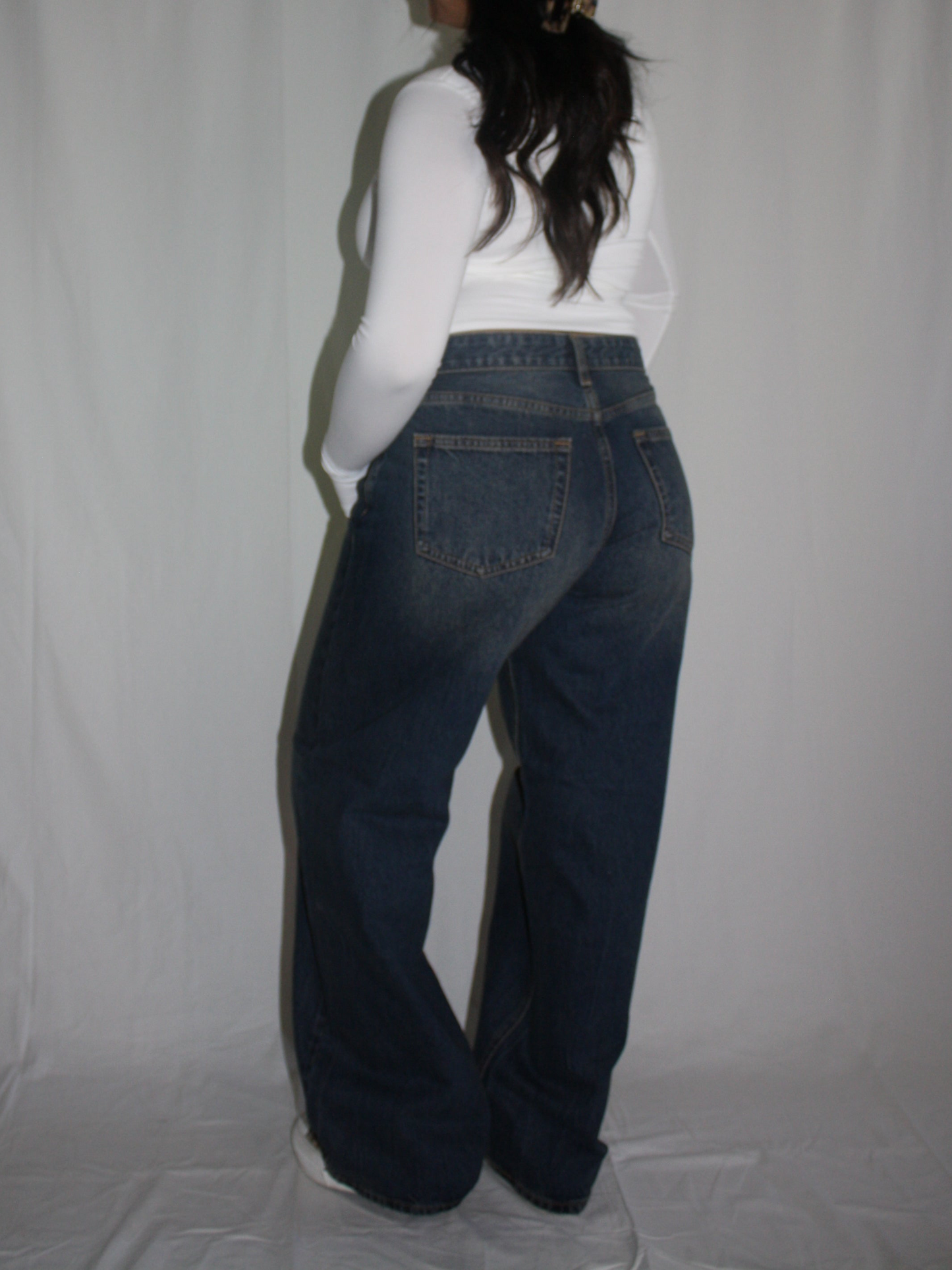 Steph Baggy Wide Leg Dark Jeans
